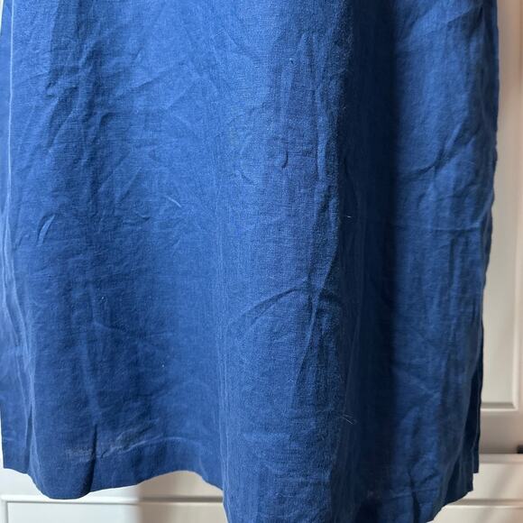 J. Jill Pure Jill Batik Blue Maxi Layered Linen Sleeveless Dress Sz MP Lagenlook - Picture 4 of 12